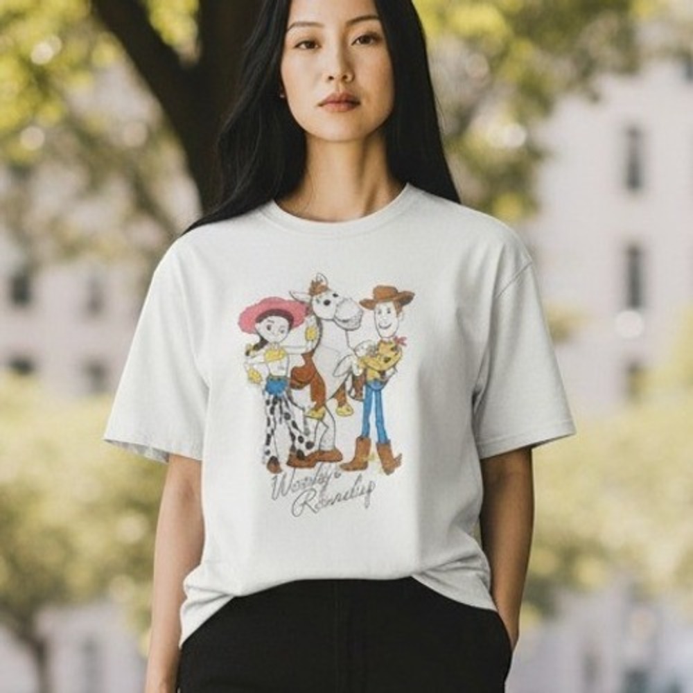 Disney Pixar Toy Story Woodys Roundup Graphic T-Shirt Cream Small Woody Jessie